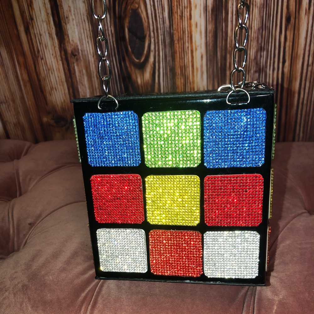 NWOT Custom Rhinestone Dolls Kill Rubix Cube Bag - Picture 7 of 15